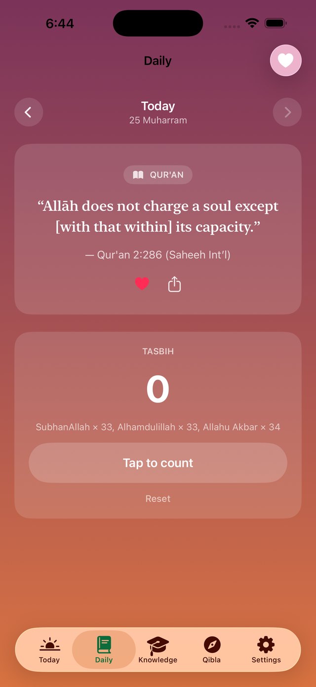 Daily verse and tasbih