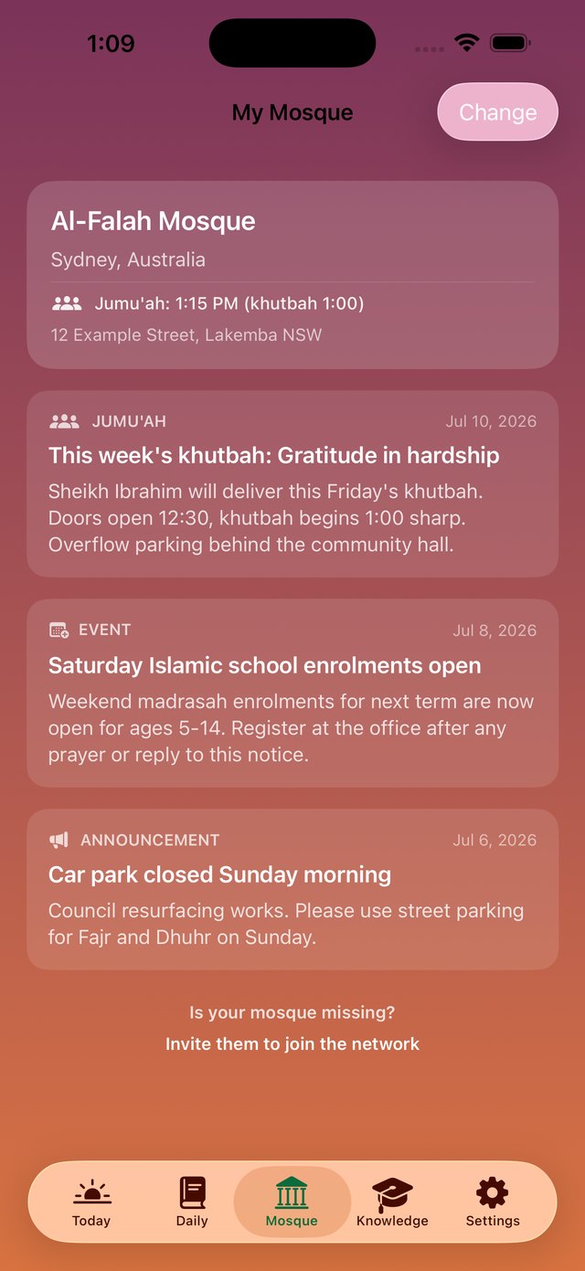 Mosque feed in the app